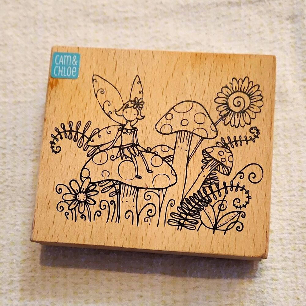 Hampton Art Cam & Chloe Outlines Fairy Ring Wood Rubber Stamp PS0883 NEW 3.5"x4"